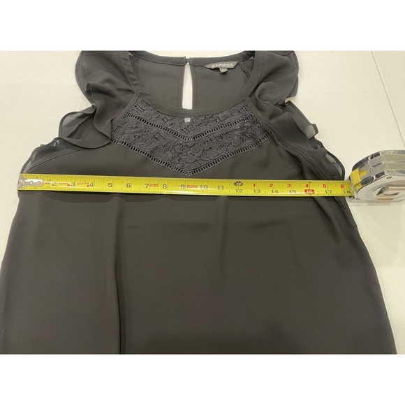 Express Sleeveless Black Ruffle Tank Top Shirt XS Women's Extra Small Career - Picture 5 of 7